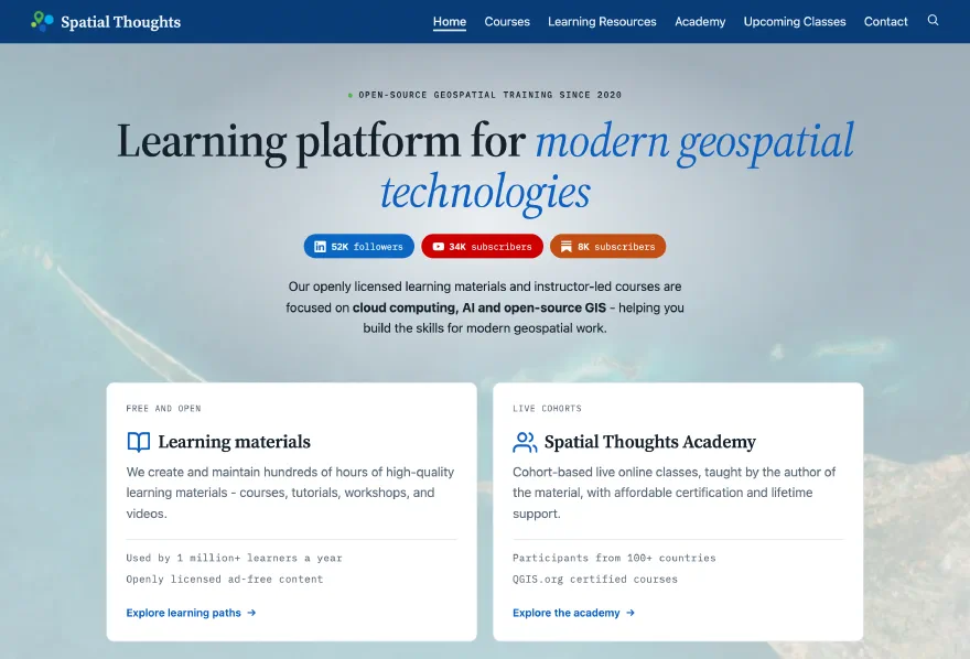 The new spatialthoughts.com home page, built with Hugo