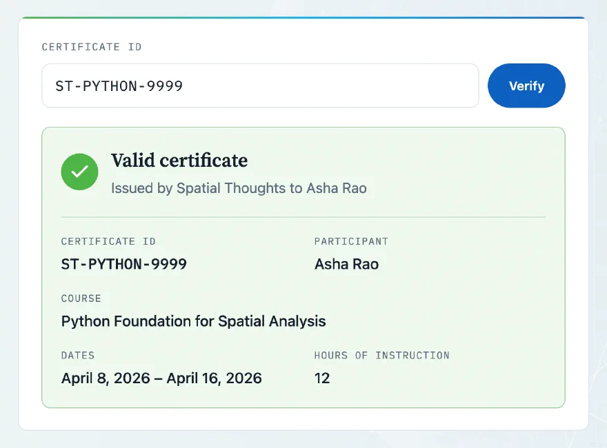 Looking up a certificate on the verification page