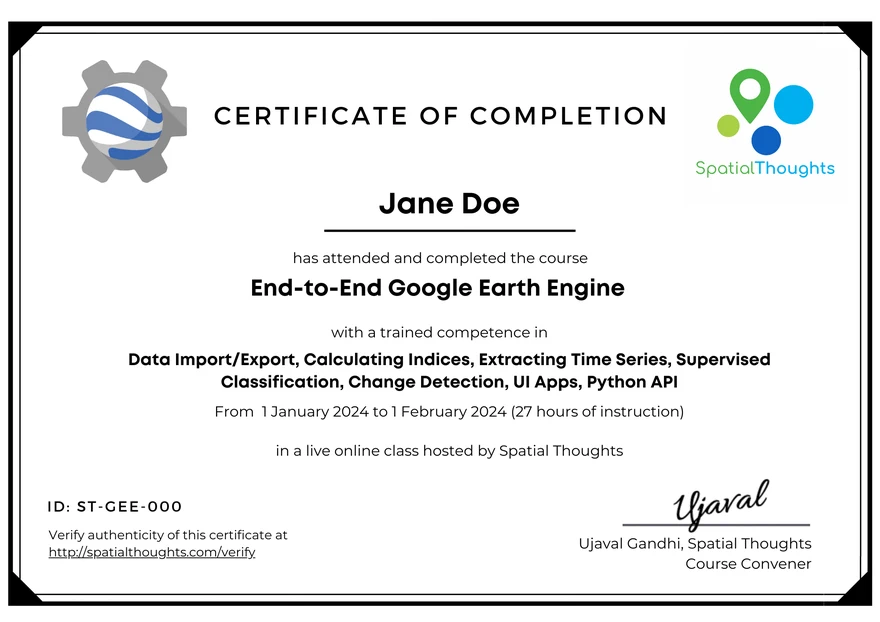 Sample certificate