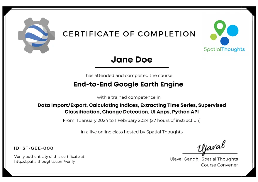 Sample certificate