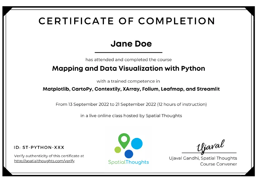 Sample certificate