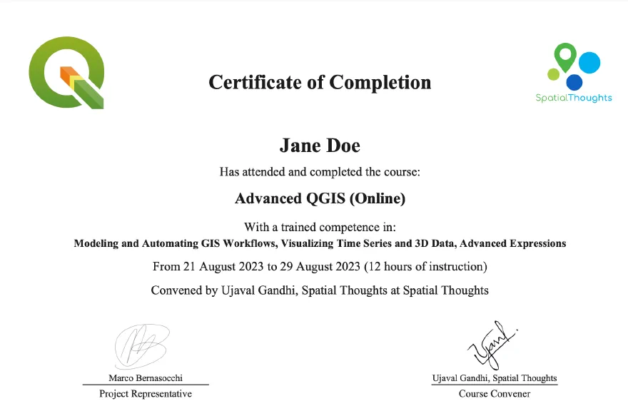Sample certificate