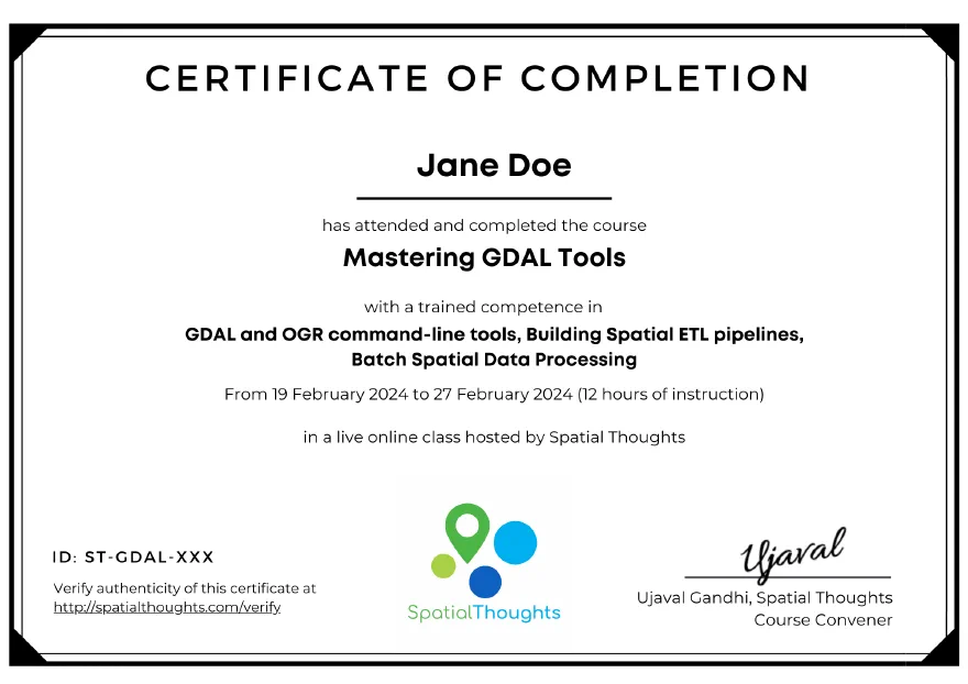 Sample certificate