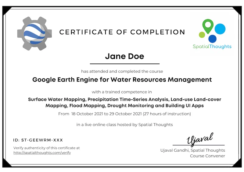 Sample certificate