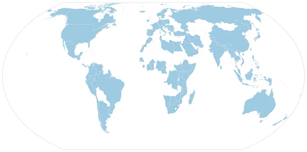 World map of where our class participants are from